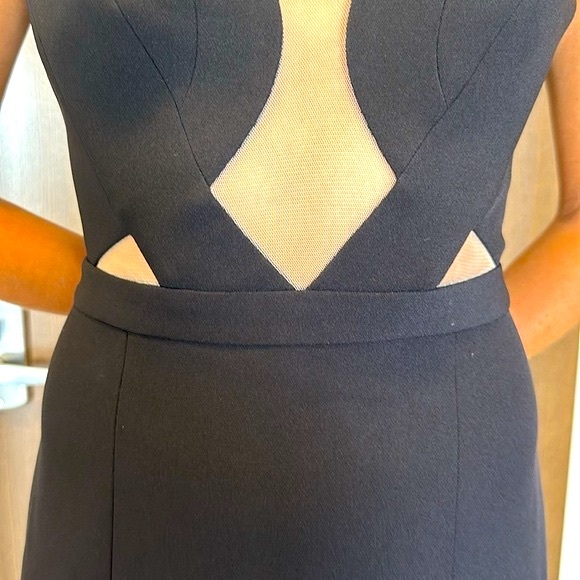 BCBG MAXAZRIA Formal Black Dress with Flesh Mesh Hidden Zipper in Back - Picture 3 of 10